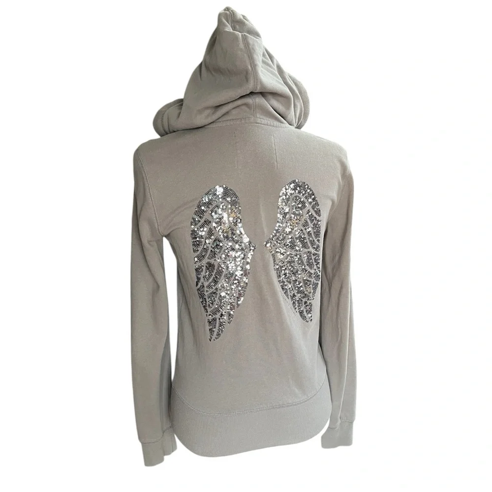 Lavender Grey Victoria's Secret Angel hoodie with sequin wings - Picture 1 of 11